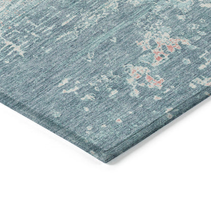 Maeara Teal Washable Indoor-Outdoor Rug