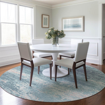 Maeara Teal Washable Indoor-Outdoor Rug