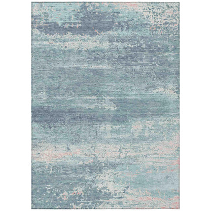 Maeara Teal Washable Indoor-Outdoor Rug
