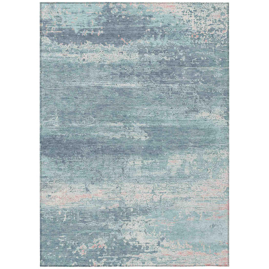 Maeara Teal Washable Indoor-Outdoor Rug