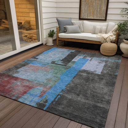 Maearis Blue Washable Indoor-Outdoor Rug