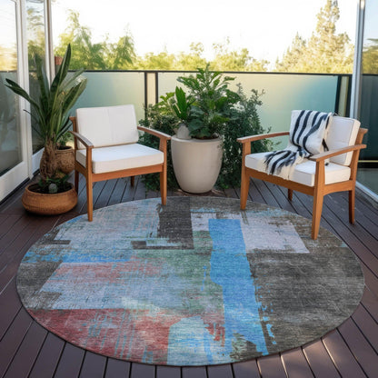Maearis Blue Washable Indoor-Outdoor Rug