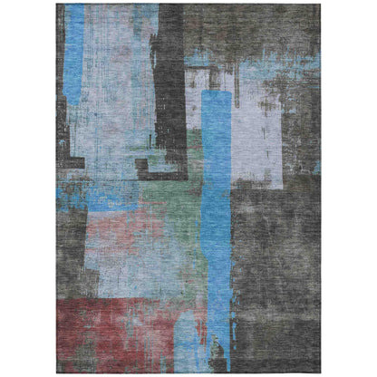 Maearis Blue Washable Indoor-Outdoor Rug