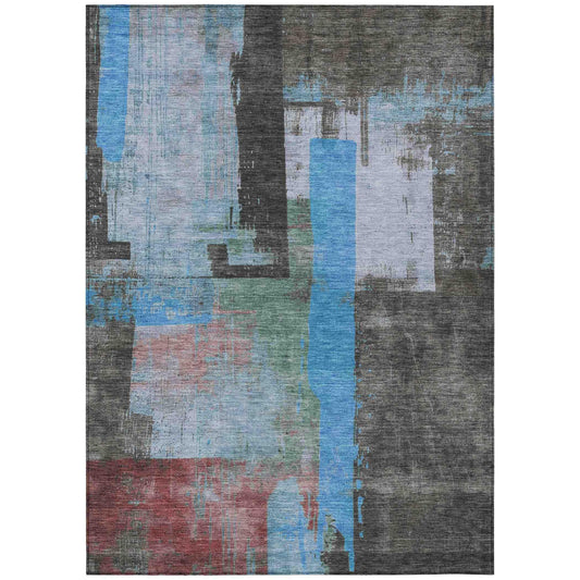 Maearis Blue Washable Indoor-Outdoor Rug