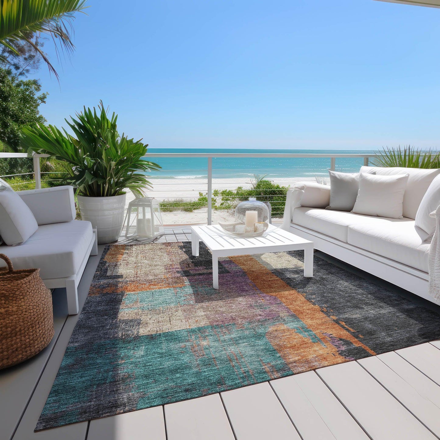 Maearis Gray Washable Indoor-Outdoor Rug