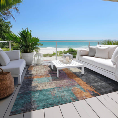 Maearis Gray Washable Indoor-Outdoor Rug