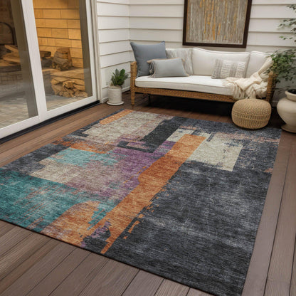 Maearis Gray Washable Indoor-Outdoor Rug