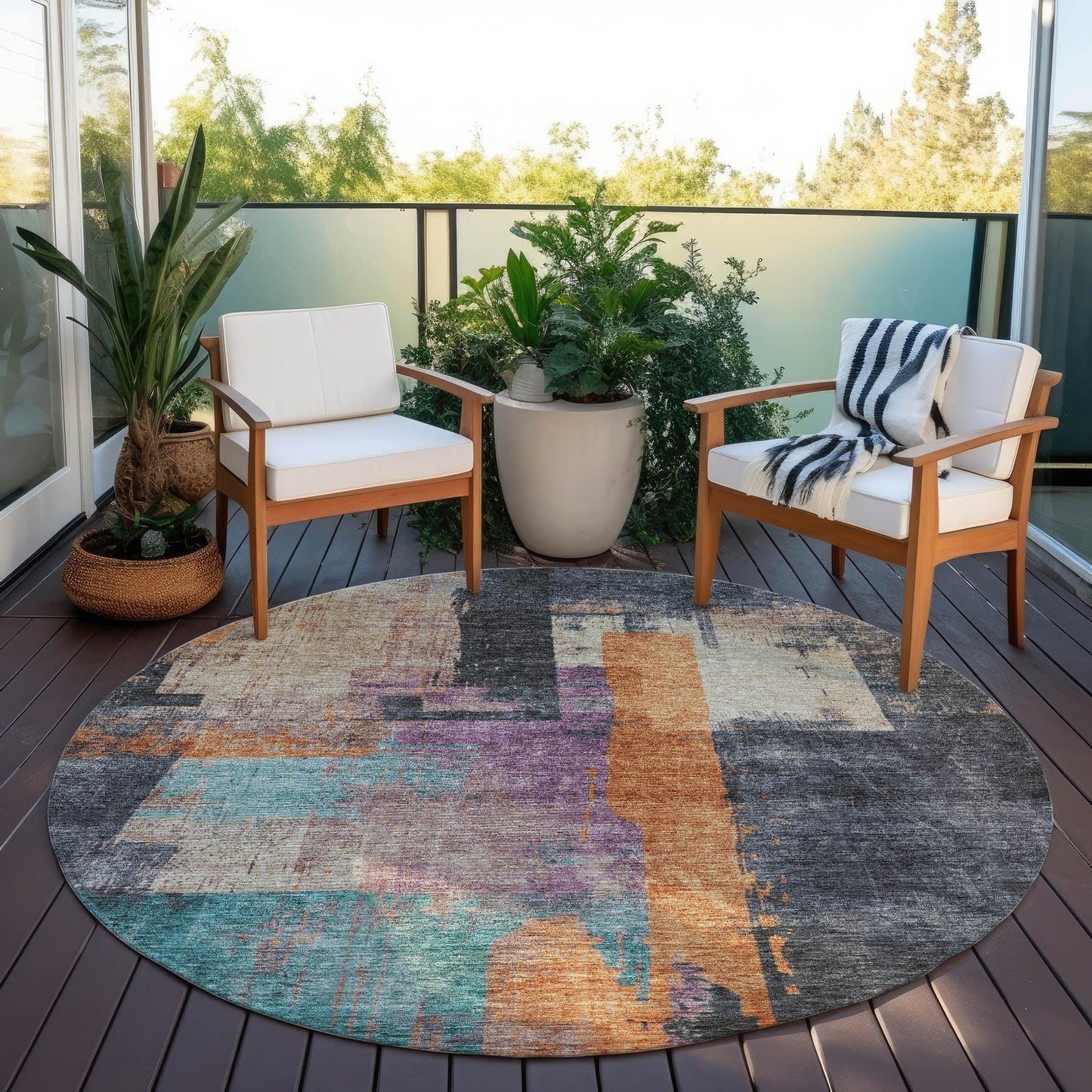 Maearis Gray Washable Indoor-Outdoor Rug