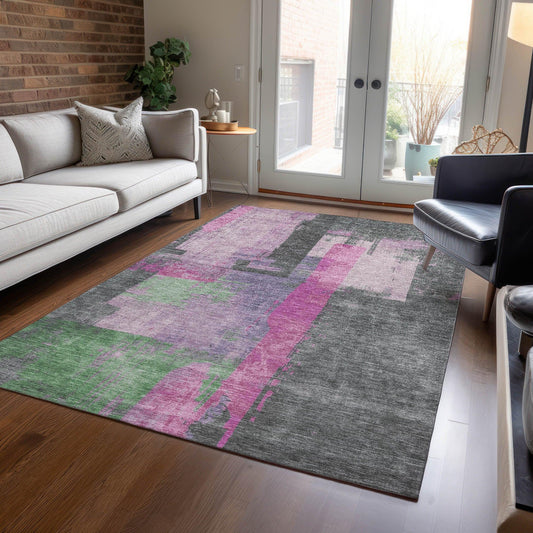 Maearis Pink Washable Indoor-Outdoor Rug