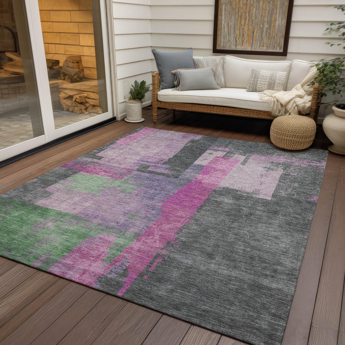 Maearis Pink Washable Indoor-Outdoor Rug