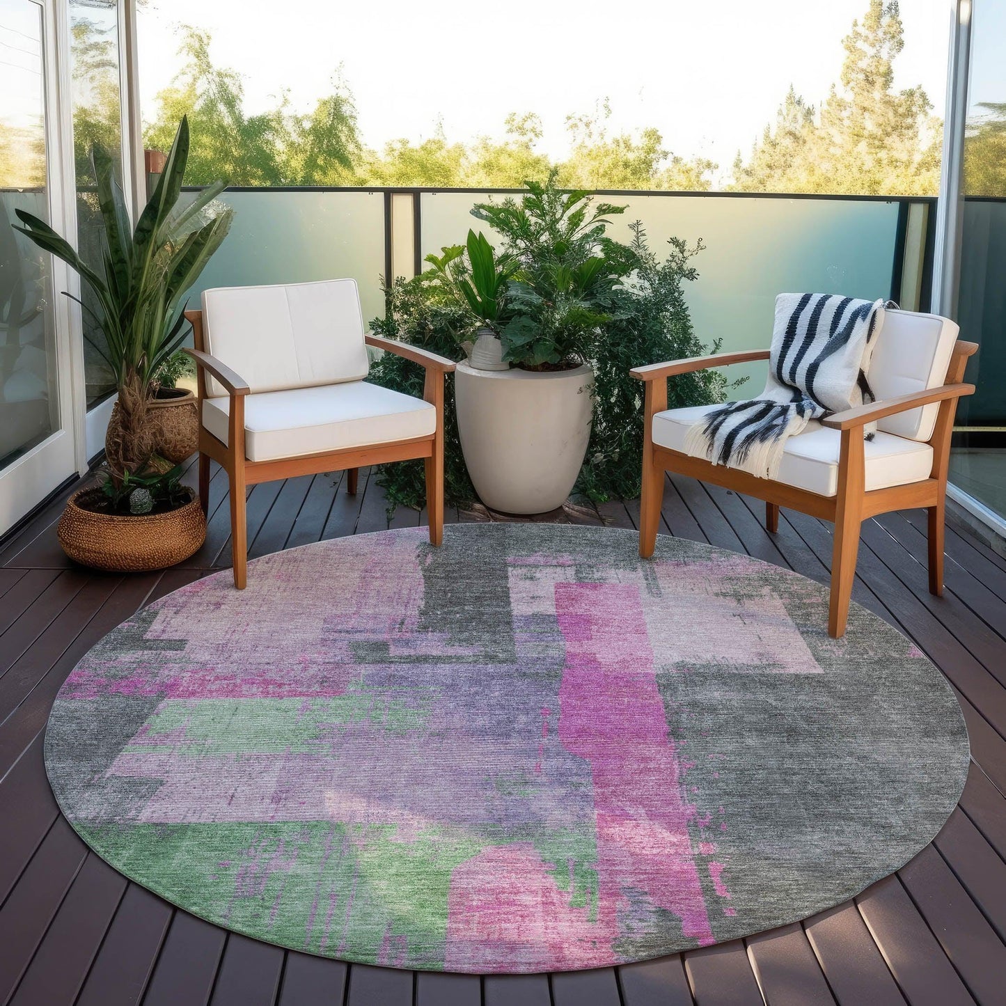 Maearis Pink Washable Indoor-Outdoor Rug