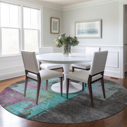 Maearis Teal Washable Indoor-Outdoor Rug