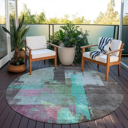 Maearis Teal Washable Indoor-Outdoor Rug