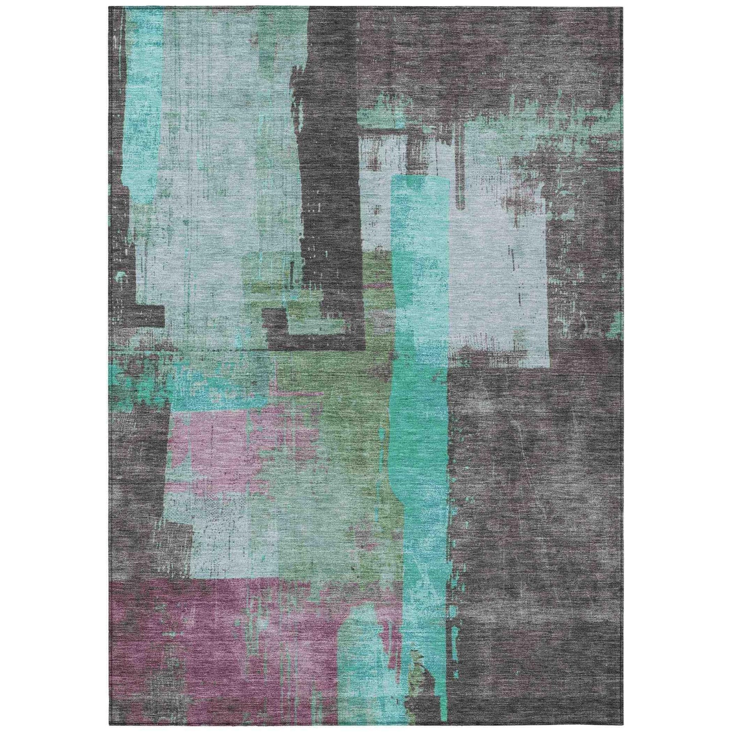 Maearis Teal Washable Indoor-Outdoor Rug