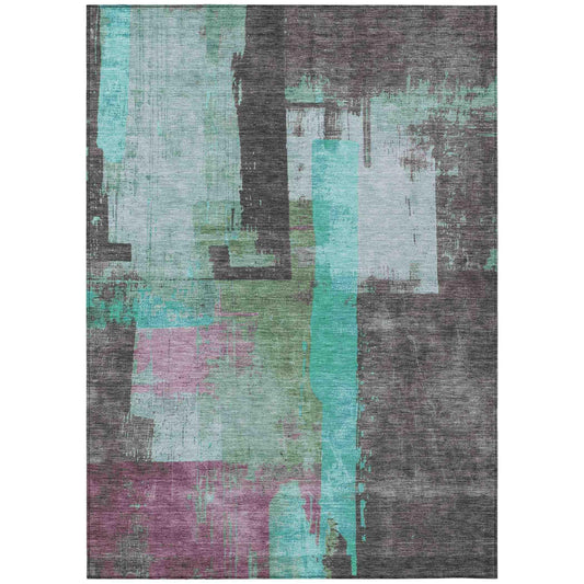 Maearis Teal Washable Indoor-Outdoor Rug