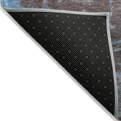 Maeel Blue Washable Indoor-Outdoor Rug