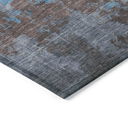 Maeel Blue Washable Indoor-Outdoor Rug