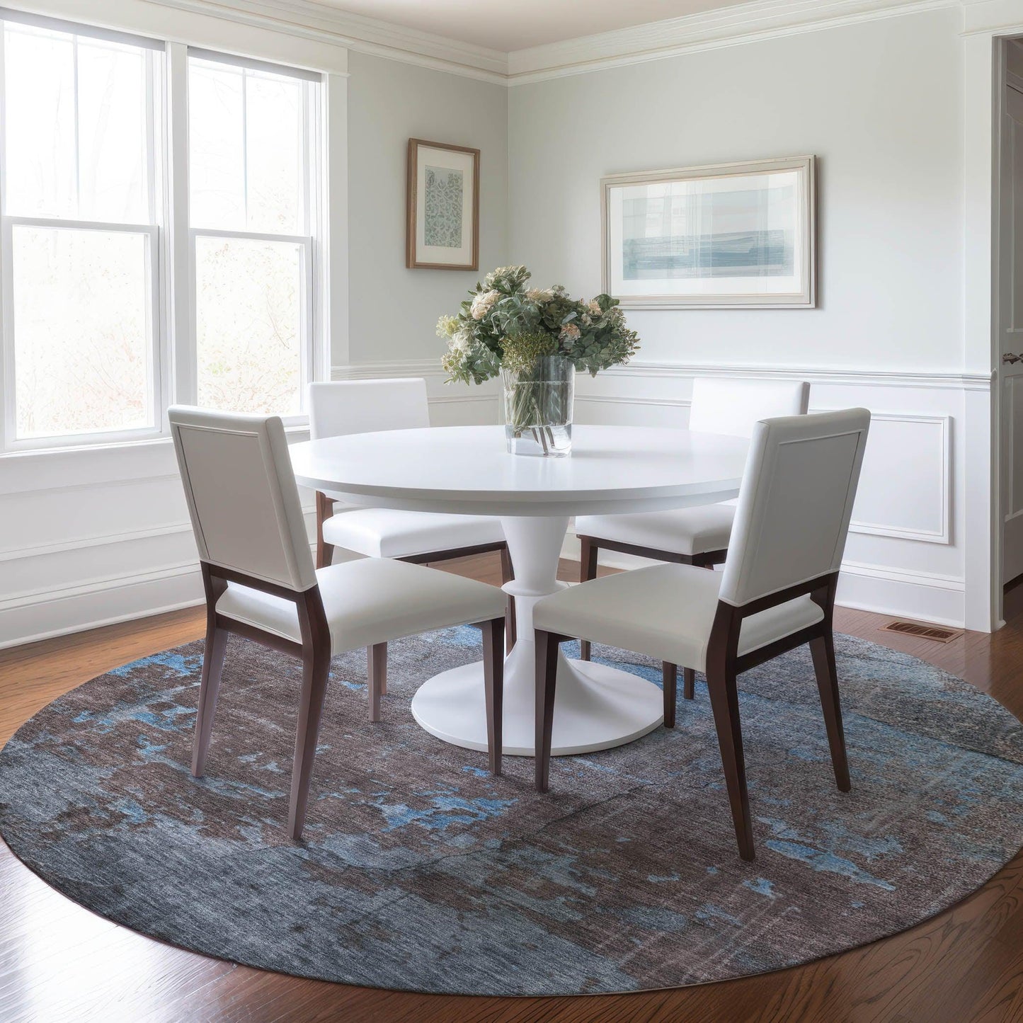 Maeel Blue Washable Indoor-Outdoor Rug