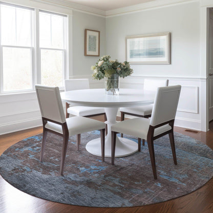 Maeel Blue Washable Indoor-Outdoor Rug