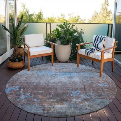 Maeel Blue Washable Indoor-Outdoor Rug