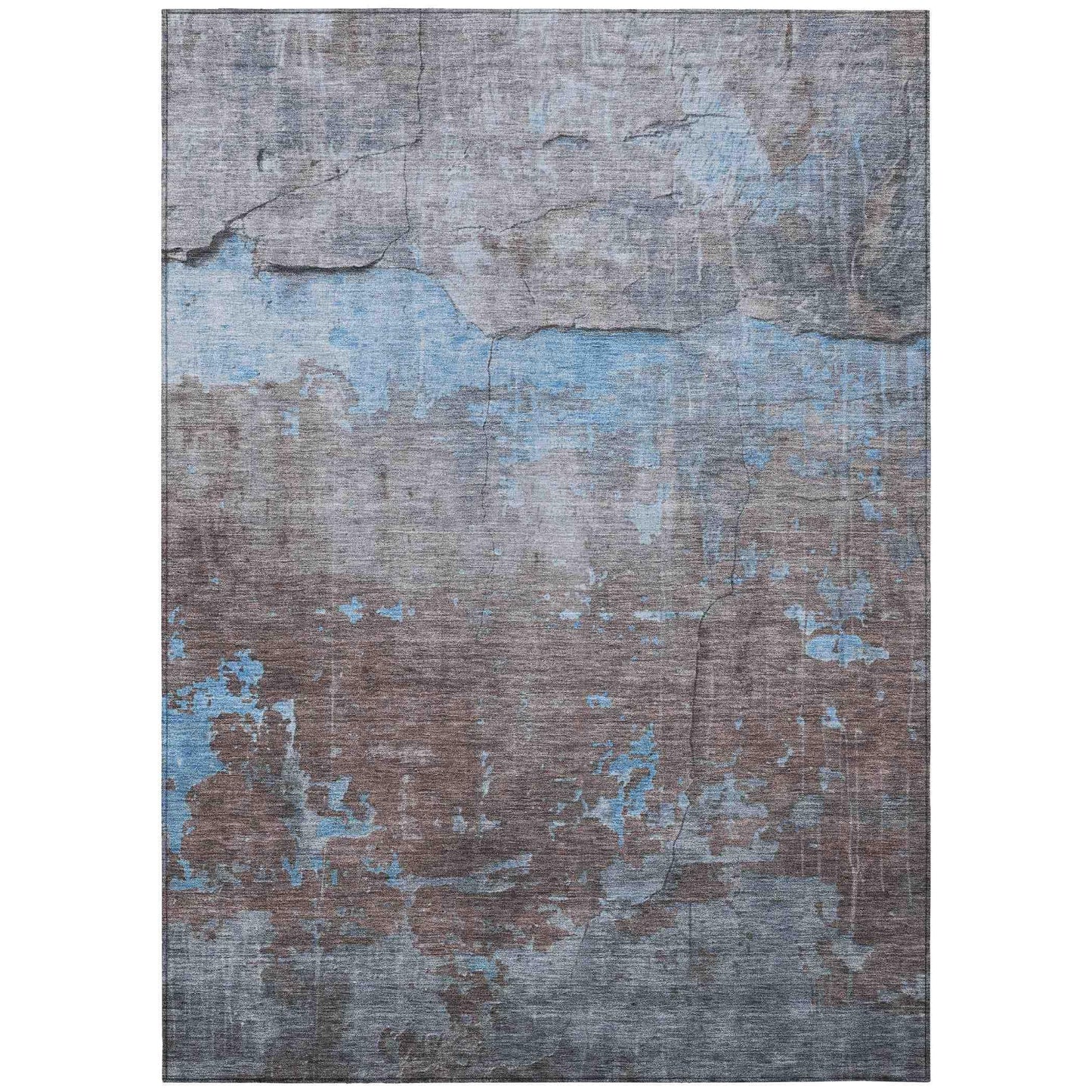 Maeel Blue Washable Indoor-Outdoor Rug
