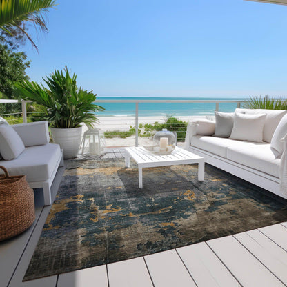 Maeel Gray Washable Indoor-Outdoor Rug