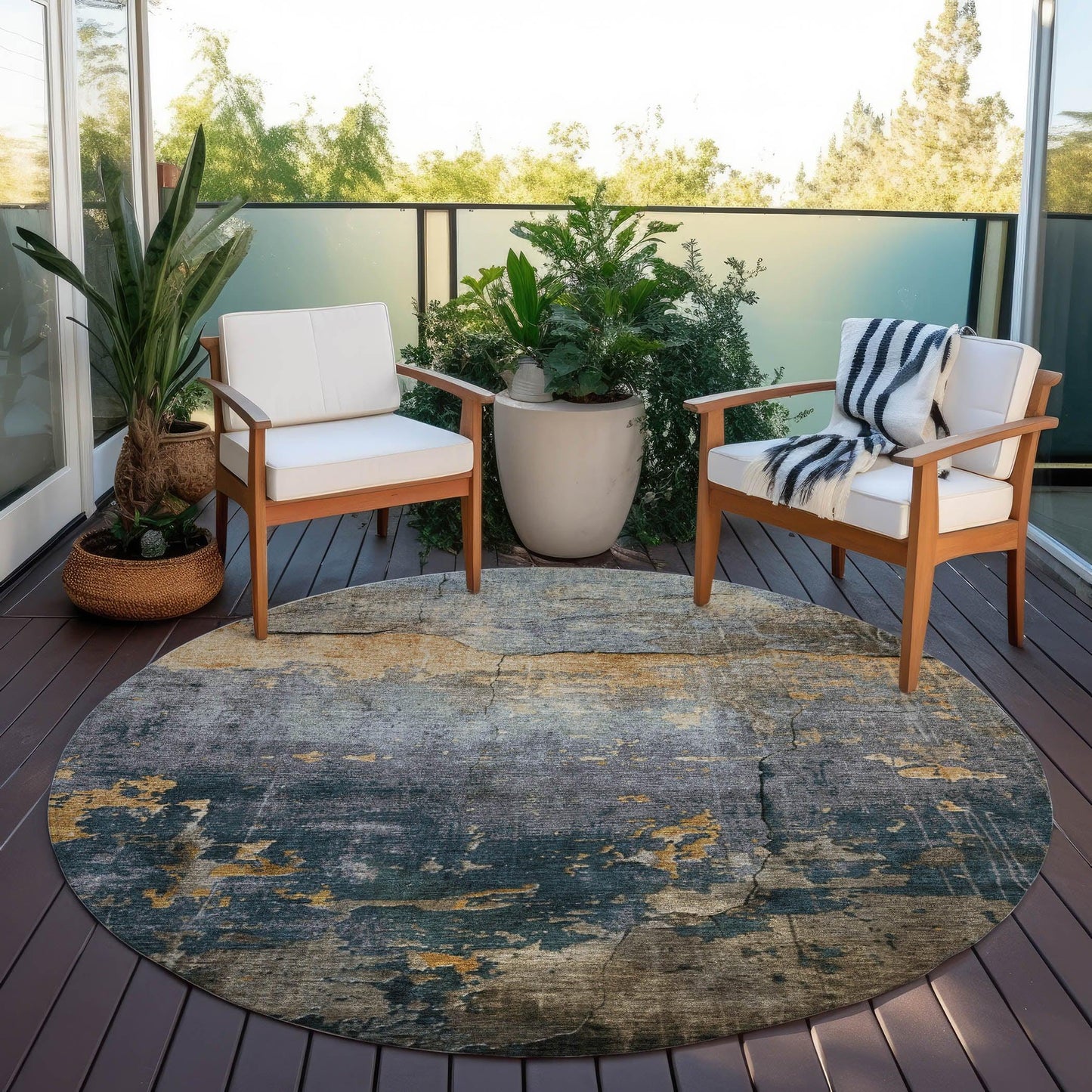 Maeel Gray Washable Indoor-Outdoor Rug