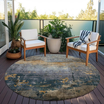 Maeel Gray Washable Indoor-Outdoor Rug