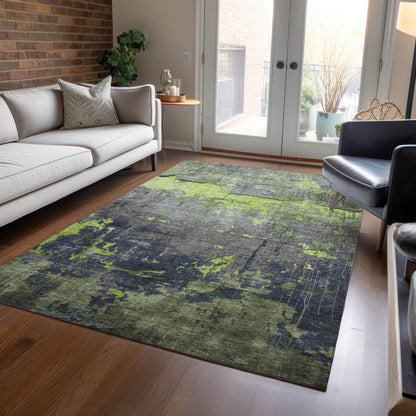 Maeel Green Washable Indoor-Outdoor Rug
