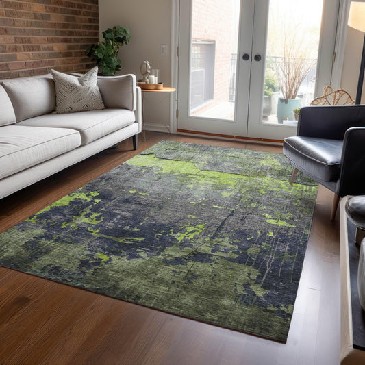 Maeel Green Washable Indoor-Outdoor Rug