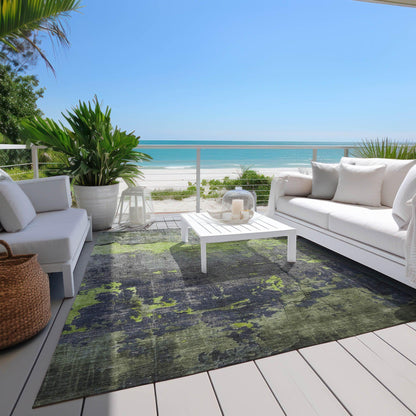 Maeel Green Washable Indoor-Outdoor Rug