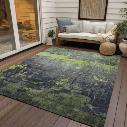 Maeel Green Washable Indoor-Outdoor Rug