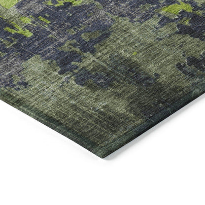 Maeel Green Washable Indoor-Outdoor Rug