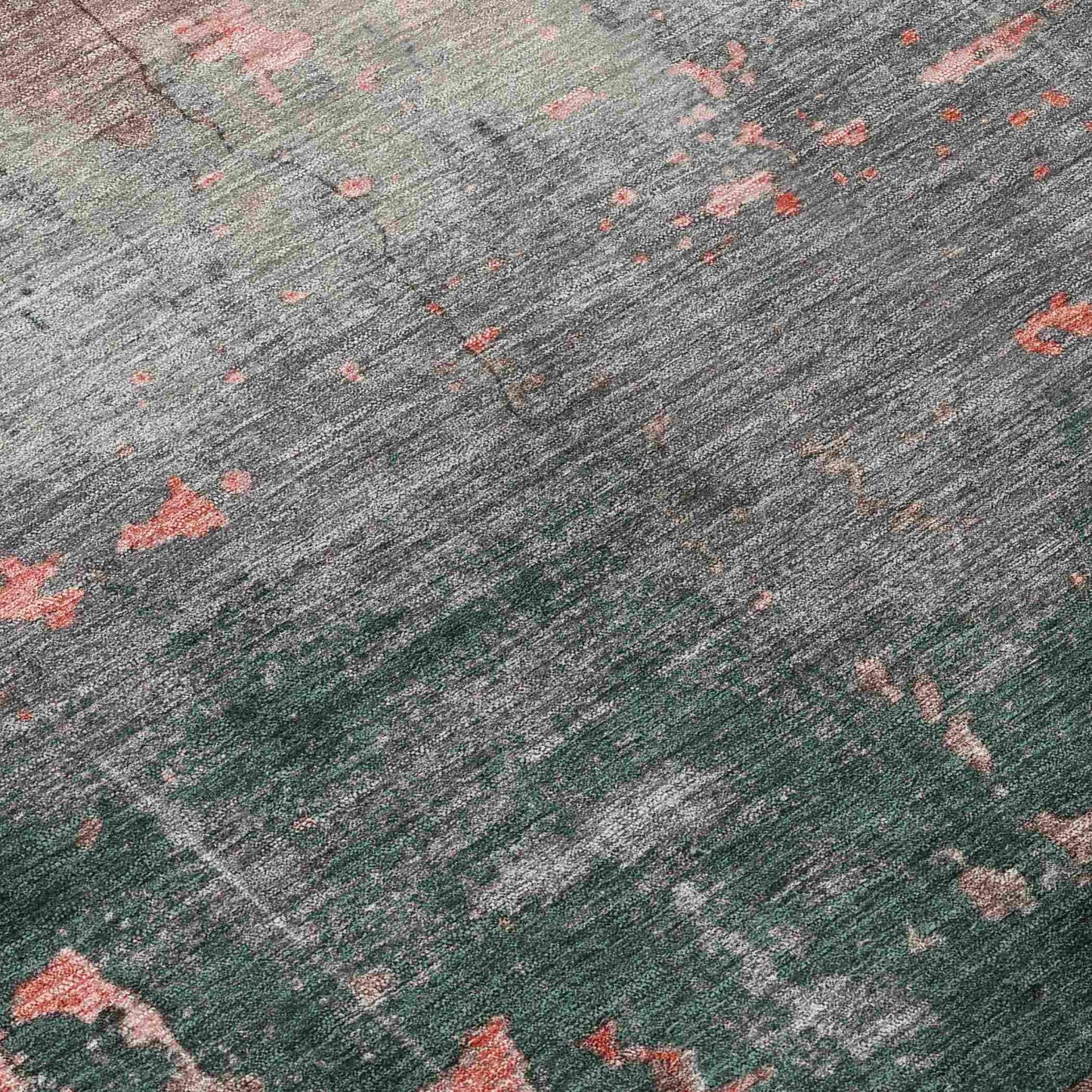 Maeel Orange Washable Indoor-Outdoor Rug