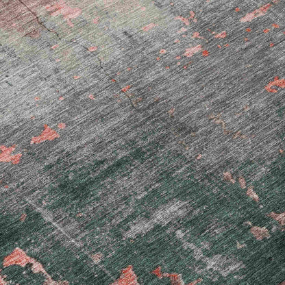 Maeel Orange Washable Indoor-Outdoor Rug