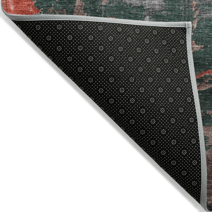 Maeel Orange Washable Indoor-Outdoor Rug