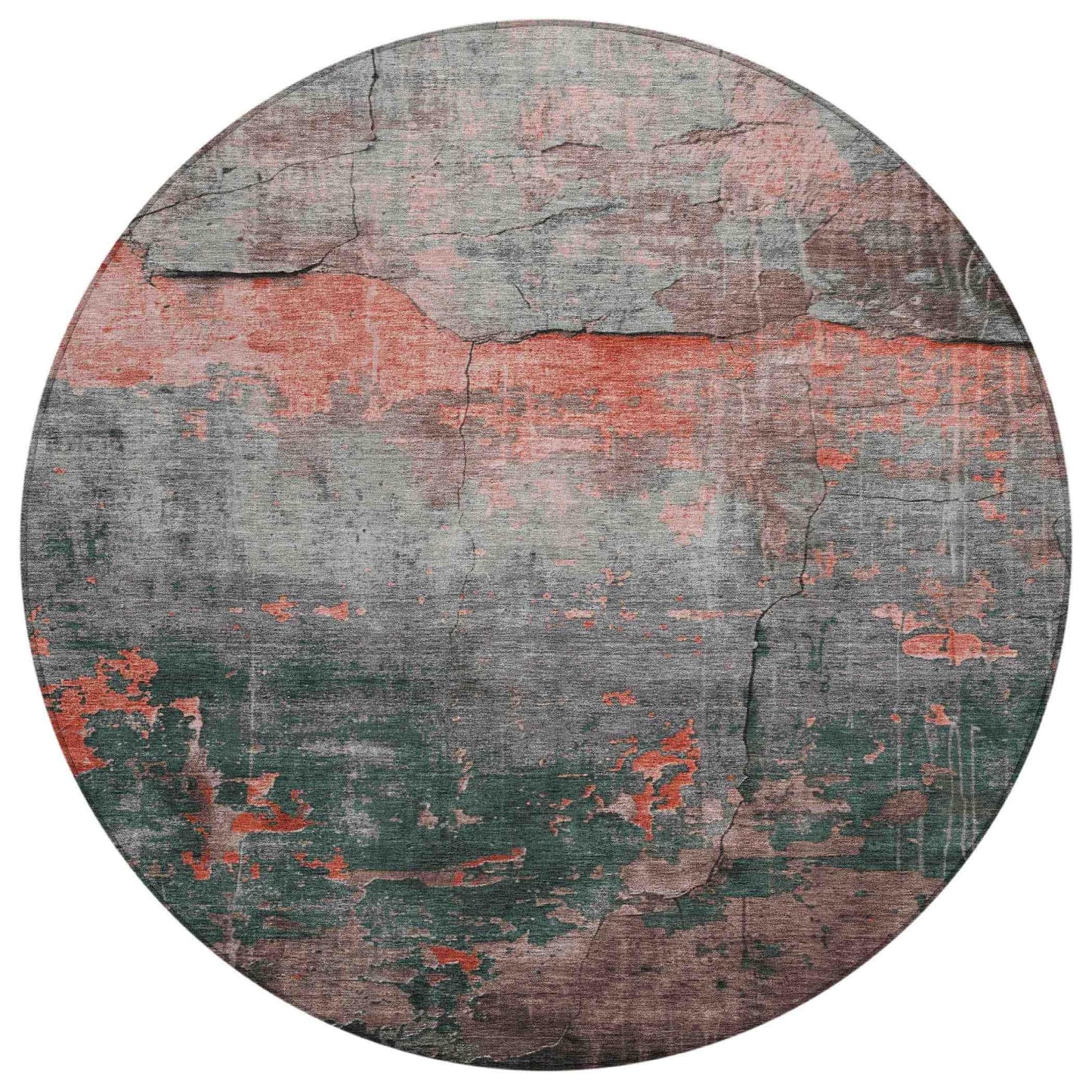 Maeel Orange Washable Indoor-Outdoor Rug