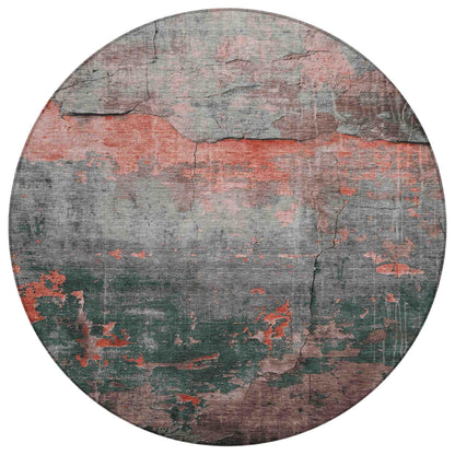 Maeel Orange Washable Indoor-Outdoor Rug