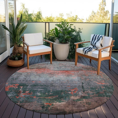Maeel Orange Washable Indoor-Outdoor Rug