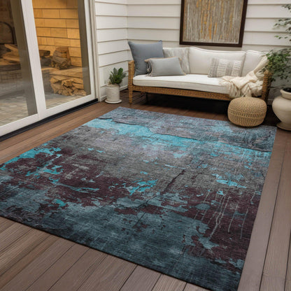 Maeel Teal Washable Indoor-Outdoor Rug