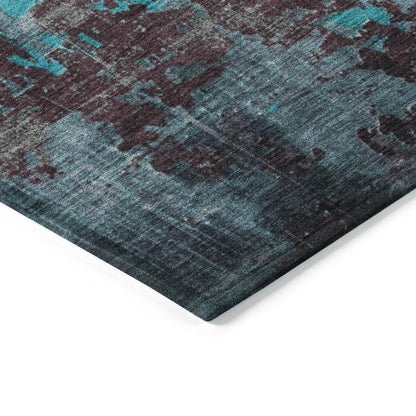 Maeel Teal Washable Indoor-Outdoor Rug