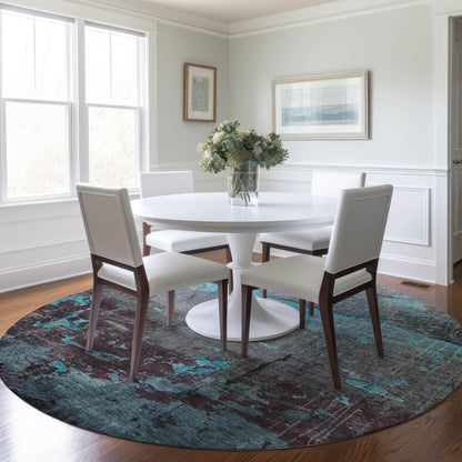 Maeel Teal Washable Indoor-Outdoor Rug