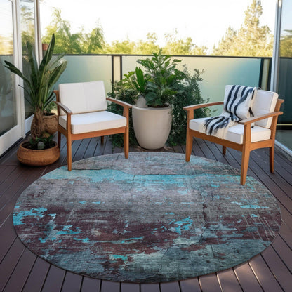 Maeel Teal Washable Indoor-Outdoor Rug