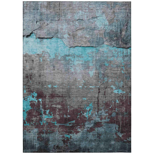 Maeel Teal Washable Indoor-Outdoor Rug