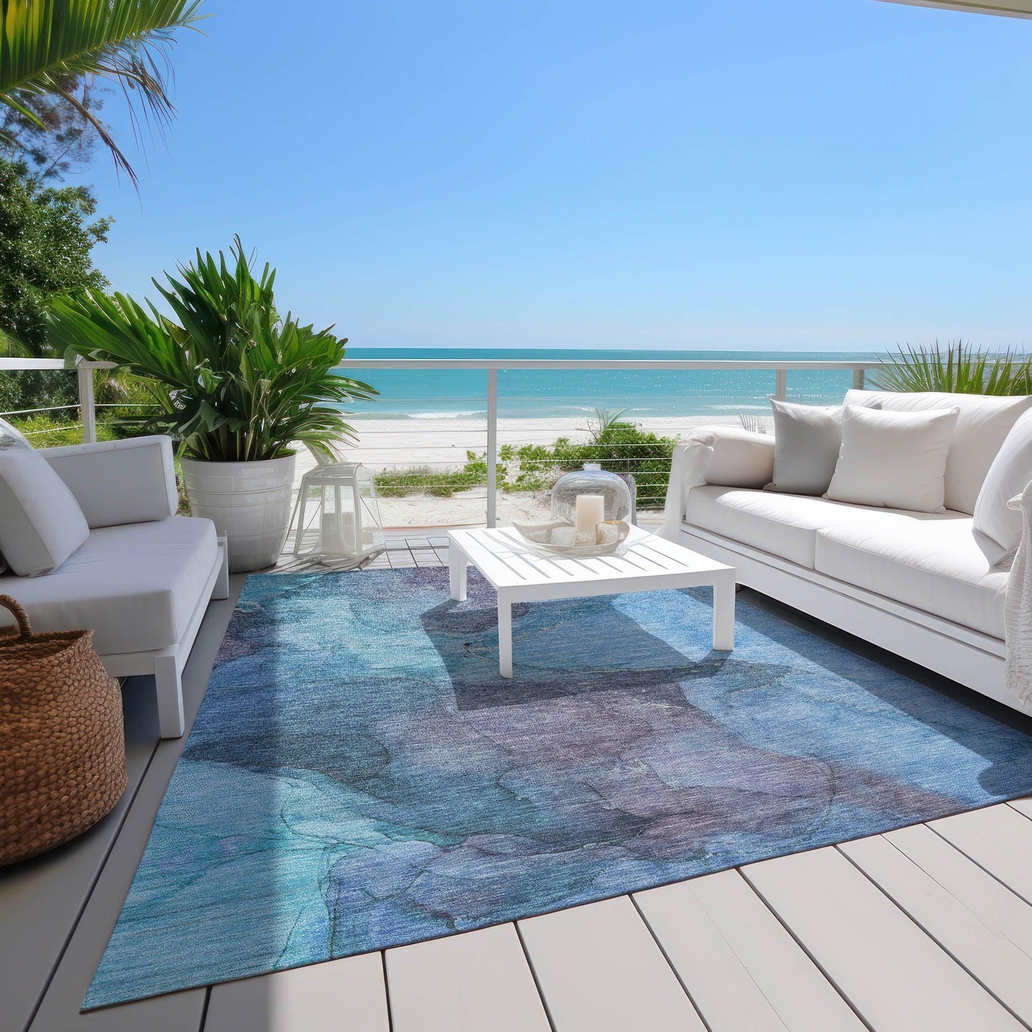 Maeira Blue Washable Indoor-Outdoor Rug