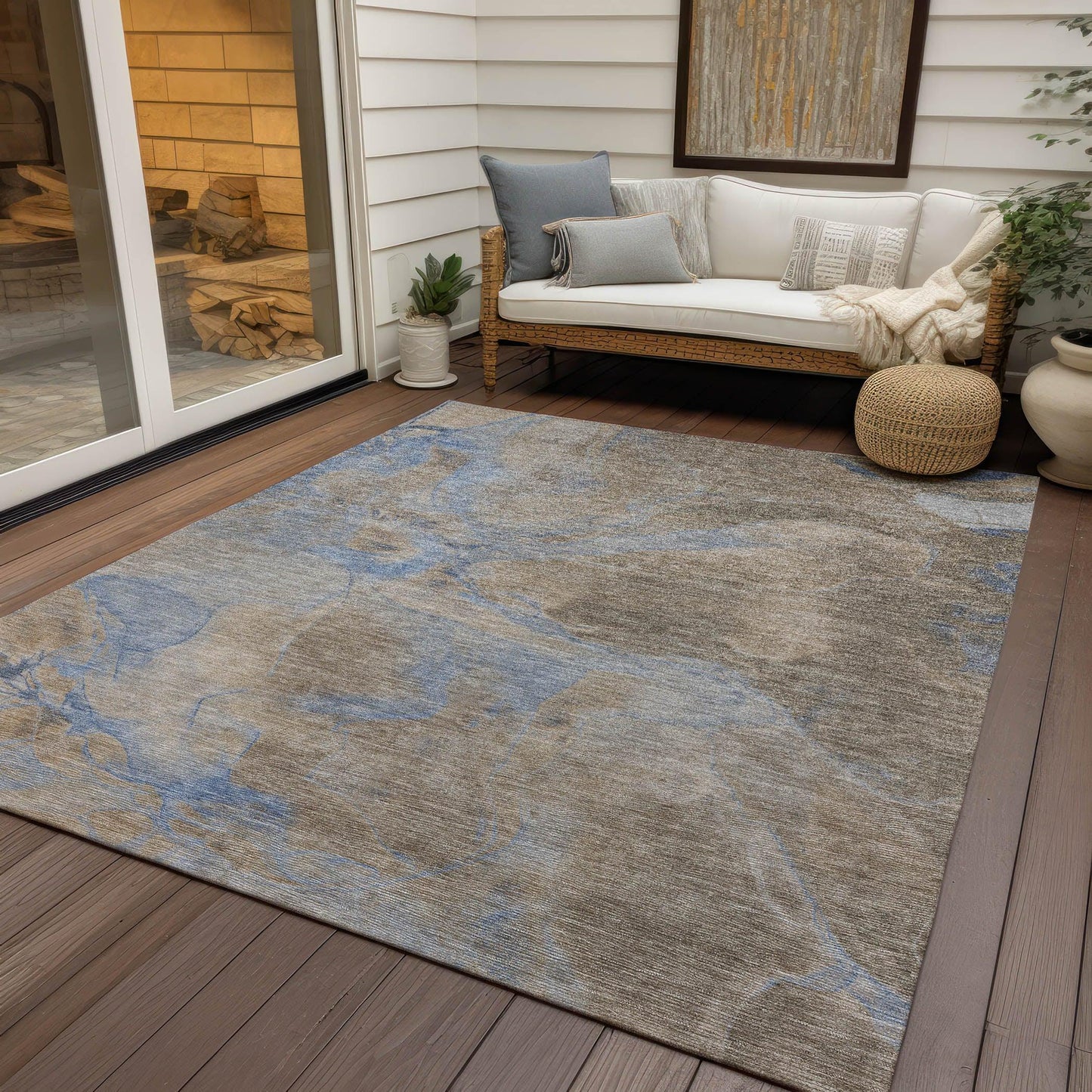 Maeira Brown Washable Indoor-Outdoor Rug