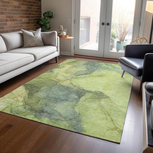 Maeira Green Washable Indoor-Outdoor Rug