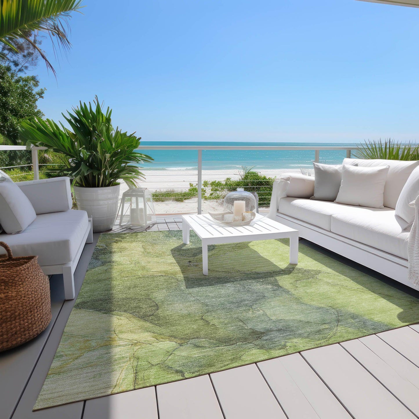 Maeira Green Washable Indoor-Outdoor Rug