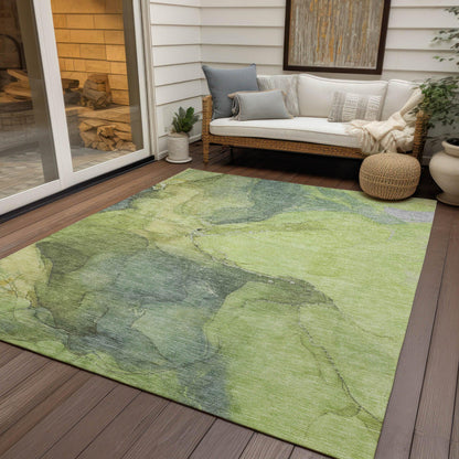 Maeira Green Washable Indoor-Outdoor Rug