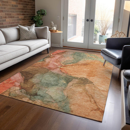 Maeira Orange Washable Indoor-Outdoor Rug